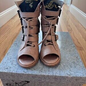 Freebird by Steven Booties Womens Size 8 Blush Pink Open Toe Lace-Up